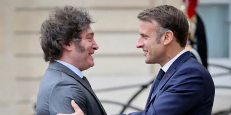 Emmanuel Macron con Javier Milei en la Quinta de Olivos